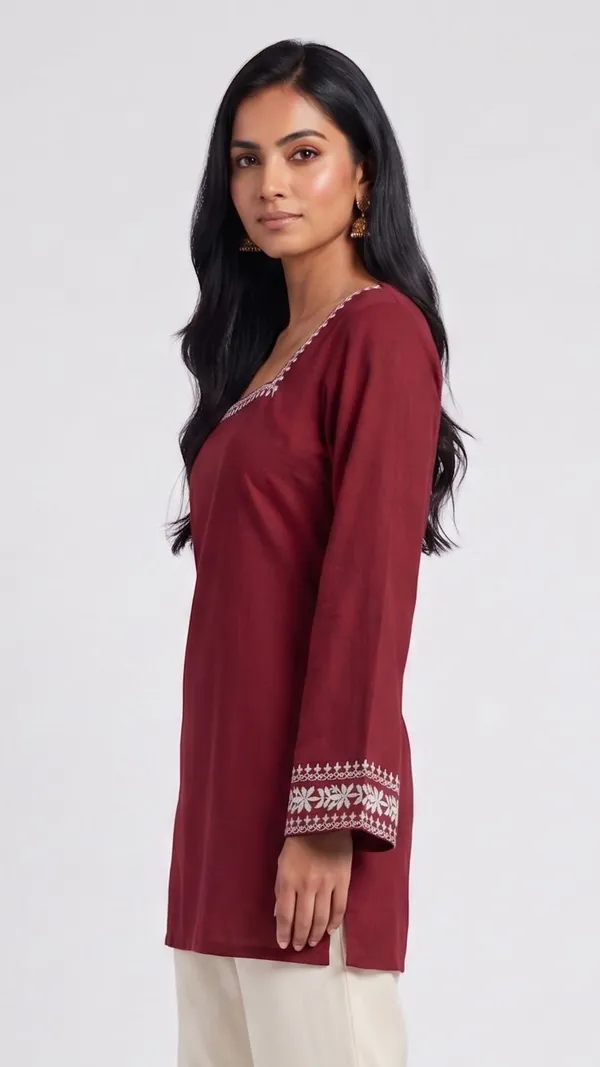 Mahira's_Comfort_Women_Solid_Straight_Kurta_Maroon