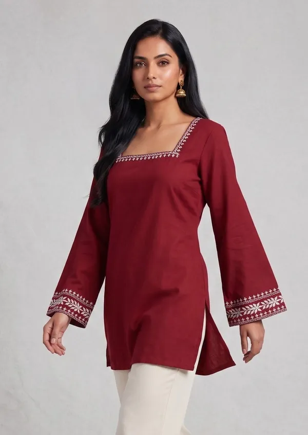 Mahira's_Comfort_Women_Solid_Straight_Kurta_Maroon