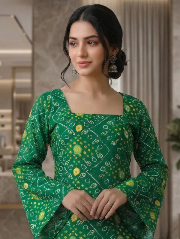 Mahira's_Comfort_Women_Printed_Straight_Kurta_Green
