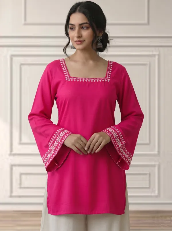 Mahira's_Comfort_Women_Solid_Straight_Kurta_Pink