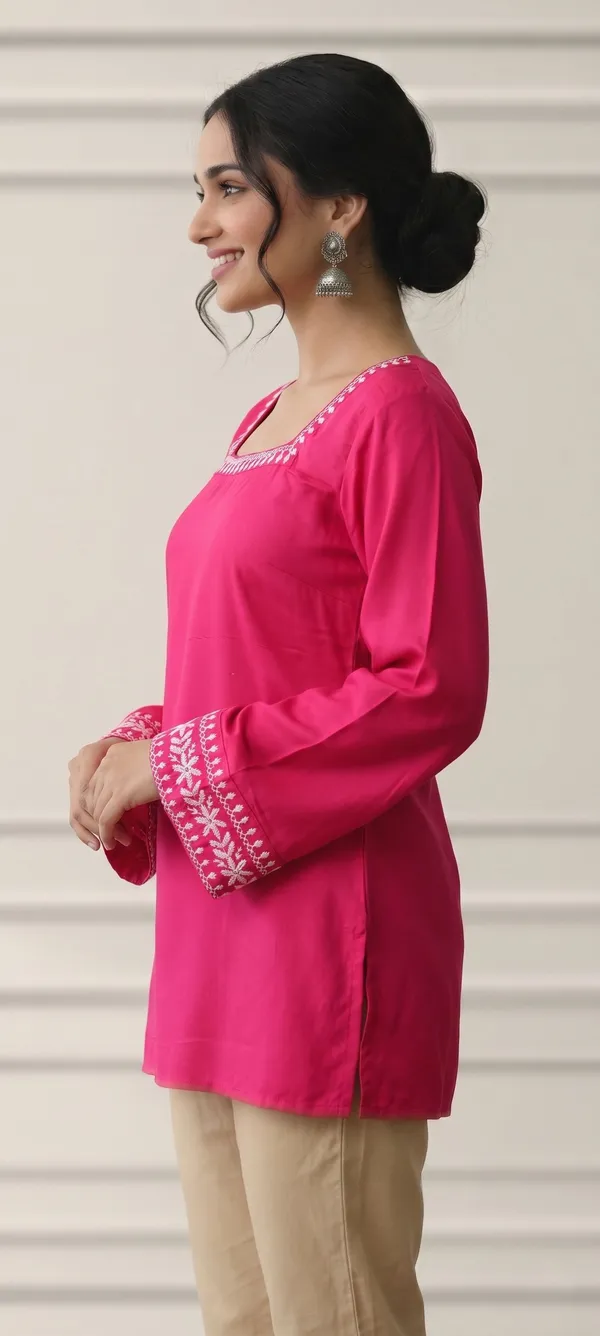 Mahira's_Comfort_Women_Solid_Straight_Kurta_Pink