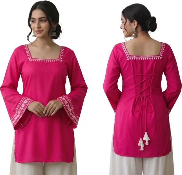 Mahira's_Comfort_Women_Solid_Straight_Kurta_Pink