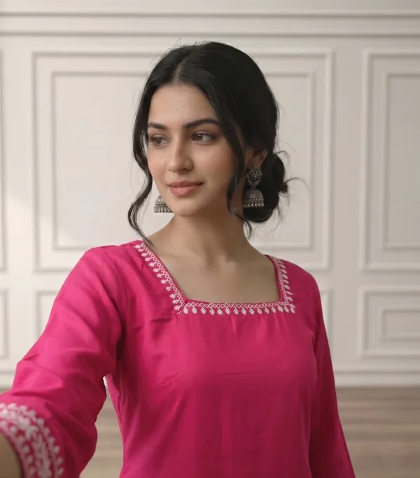 Mahira's_Comfort_Women_Solid_Straight_Kurta_Pink