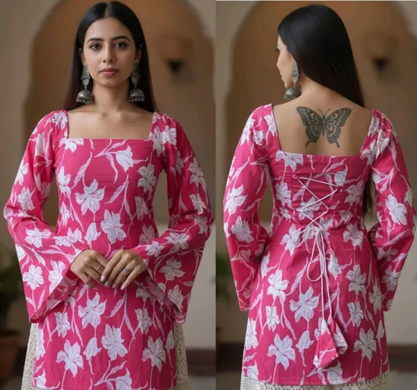 Mahira's_Comfort_Women_Printed_Straight_Kurta_Pink