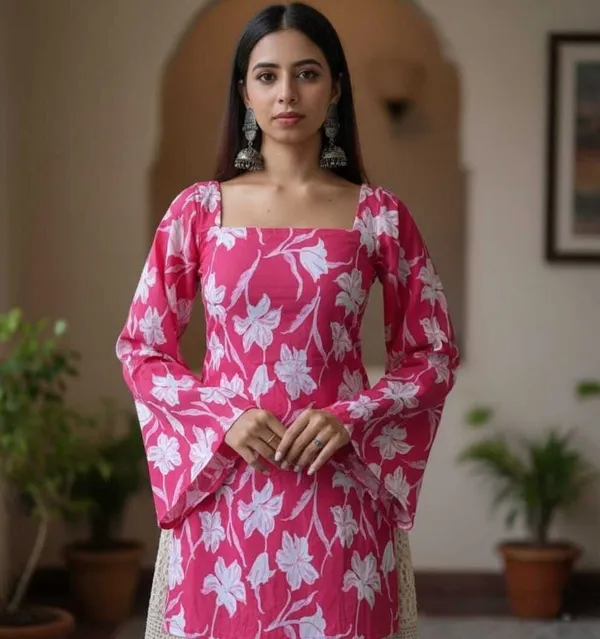 Mahira's_Comfort_Women_Printed_Straight_Kurta_Pink
