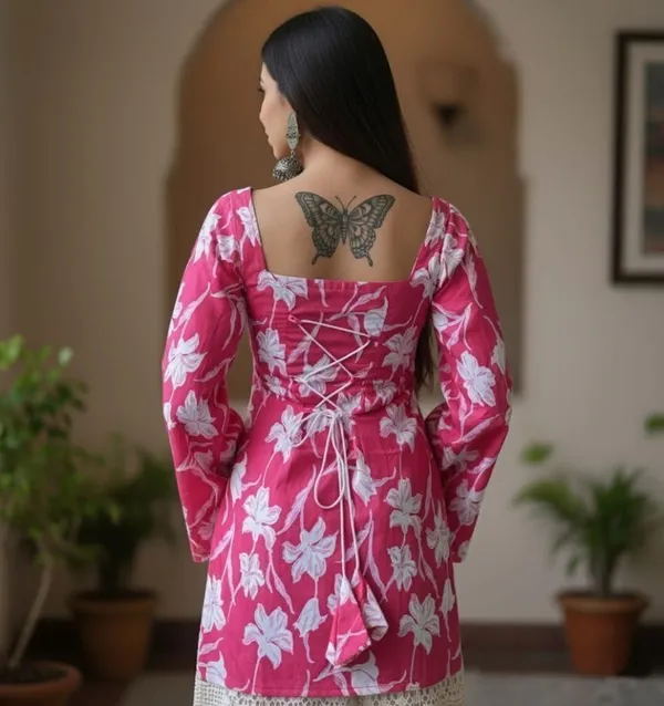 Mahira's_Comfort_Women_Printed_Straight_Kurta_Pink