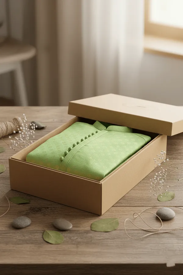 Green_Jacquard_Silk_Kurta_With_Zari_Embroidery,_Luppi_Work_For_Men