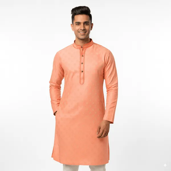 Pink_Jacquard_Silk_Kurta_With_Zari_Embroidery,_Luppi_Work_For_Men