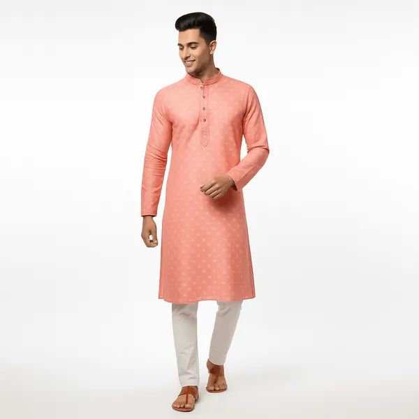 Pink_Jacquard_Silk_Kurta_With_Zari_Embroidery,_Luppi_Work_For_Men