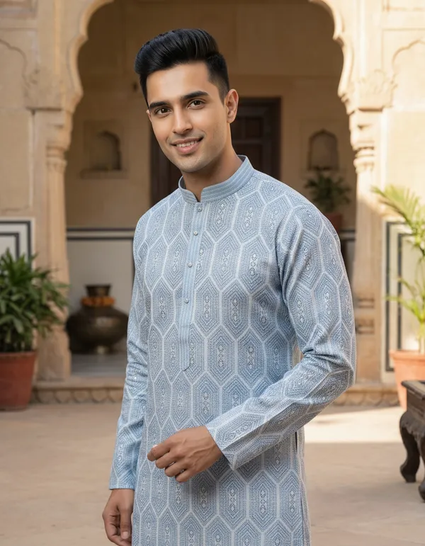 Blue-Sky_Blue_Jacquard_Silk_Kurta_Men_|_Geometric_Pattern_Kurta_|_Premium_Fabric_Kurta_|_Men's_Kurta_|_Ethnic_Wear_|_Made_in_India