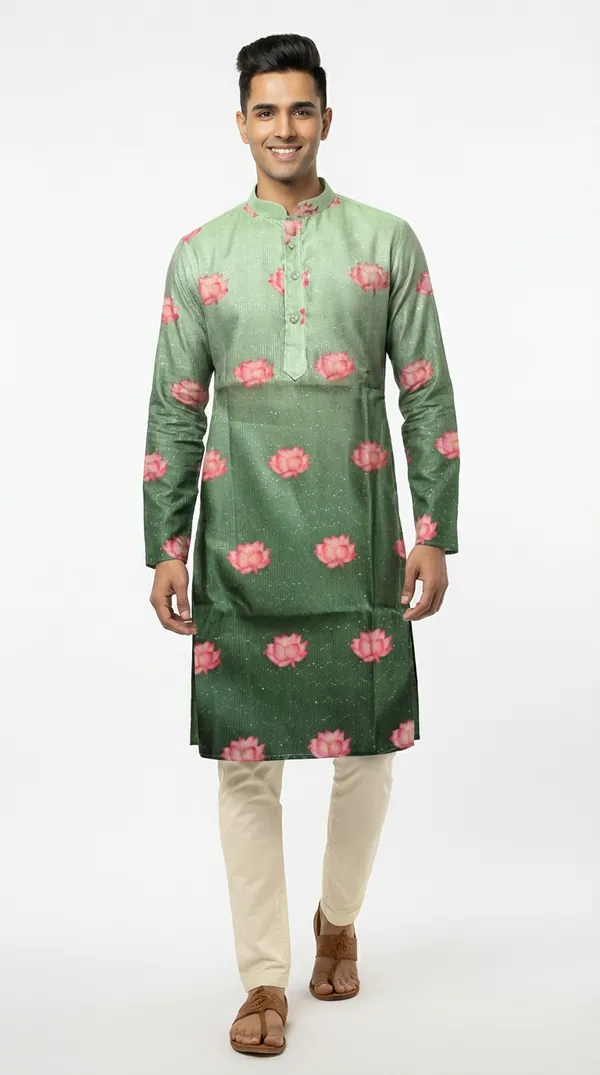 Men's_Green_Lotus_Jari_Work_Kurta_|_Lotus_Kurta_|_Floral_Kurta_|_Festive_Ethnic_Wear_|_Kurta_Only_|_Made_in_India