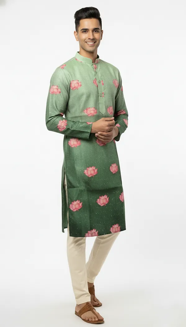Men's_Green_Lotus_Jari_Work_Kurta_|_Lotus_Kurta_|_Floral_Kurta_|_Festive_Ethnic_Wear_|_Kurta_Only_|_Made_in_India