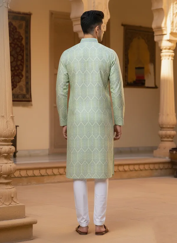 Pista_Jacquard_Silk_Kurta_Men_|_Geometric_Pattern_Kurta_|_Premium_Fabric_Kurta_|_Men's_Kurta_|_Ethnic_Wear_|_Made_in_India