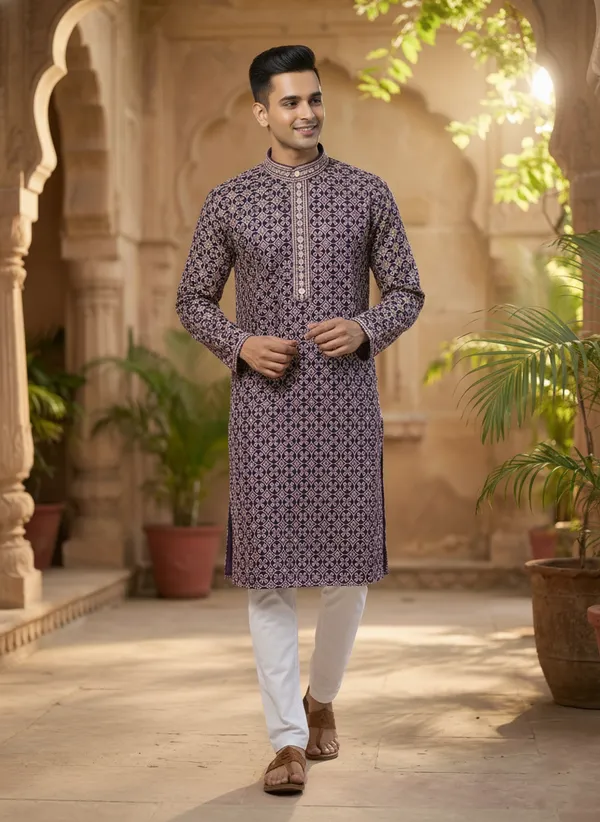 Premium_Deep_Blue_Jacquard_Embroidered_Kurta_Pajama_Set_for_Men_|_Flower_Embroidery_Kurta_|_Wedding_Festival_Ethnic_Wear_|_Full_Sleeve_Band_Collar_Kurta_Set_-_Vedkart