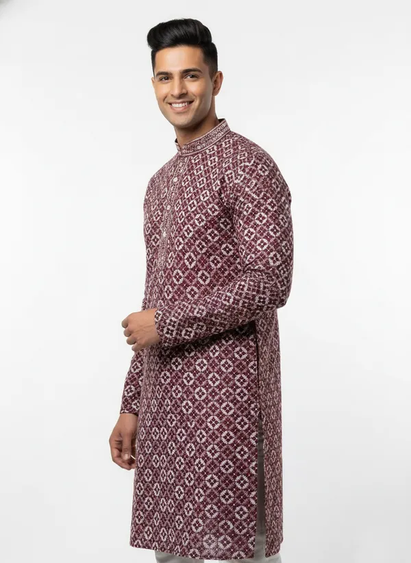 Premium_Maroon_Jacquard_Embroidered_Kurta_Pajama_Set_for_Men_|_Wedding_Festival_Ethnic_Wear_|_Full_Sleeve_Band_Collar_Kurta_Set_-_Vedkart