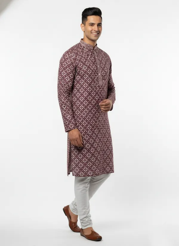 Premium_Maroon_Jacquard_Embroidered_Kurta_Pajama_Set_for_Men_|_Wedding_Festival_Ethnic_Wear_|_Full_Sleeve_Band_Collar_Kurta_Set_-_Vedkart