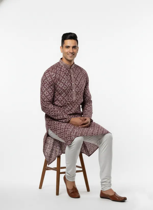 Premium_Maroon_Jacquard_Embroidered_Kurta_Pajama_Set_for_Men_|_Wedding_Festival_Ethnic_Wear_|_Full_Sleeve_Band_Collar_Kurta_Set_-_Vedkart