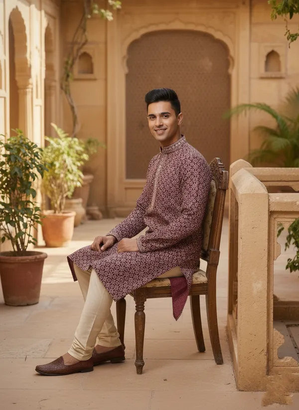 Premium_Maroon_Jacquard_Embroidered_Kurta_Pajama_Set_for_Men_|_Flower_Embroidery_Kurta_|_Wedding_Festival_Ethnic_Wear_|_Full_Sleeve_Band_Collar_Kurta_Set_-_Vedkart