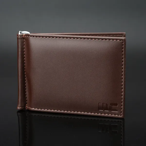 WOCO_Brown_Money_Clipper_for_Men,_Slim_Vegan_Leather_Card_Holder_with_Metal_Cash_Clip_&_4_Card_Slots