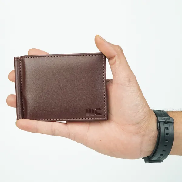 WOCO_Brown_Money_Clipper_for_Men,_Slim_Vegan_Leather_Card_Holder_with_Metal_Cash_Clip_&_4_Card_Slots