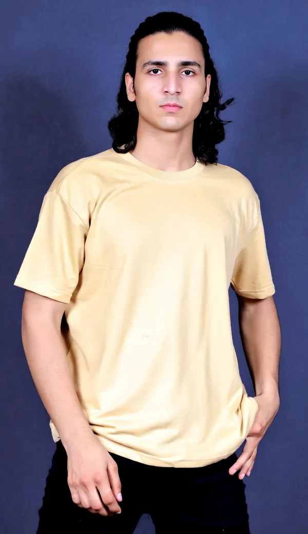 Beige_Cotton_Over_Size_Tshirt_For_Men
