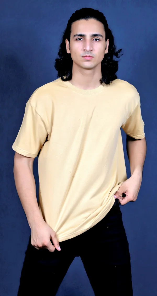 Beige_Cotton_Over_Size_Tshirt_For_Men