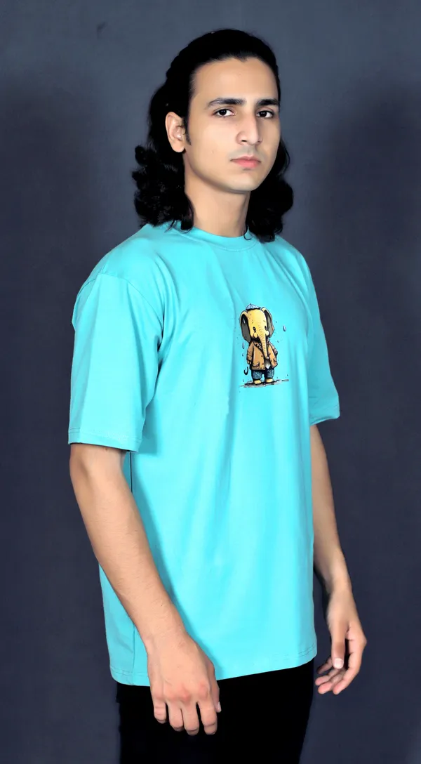 Cyan_Cotton_Elephant_Print_Oversized_T-Shirt_For_Men