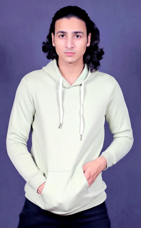 Green_Polyester_Blend_Hoodie_For_Men