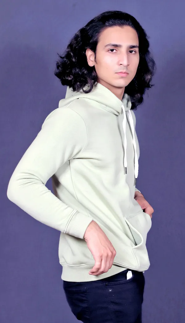 Green_Polyester_Blend_Hoodie_For_Men