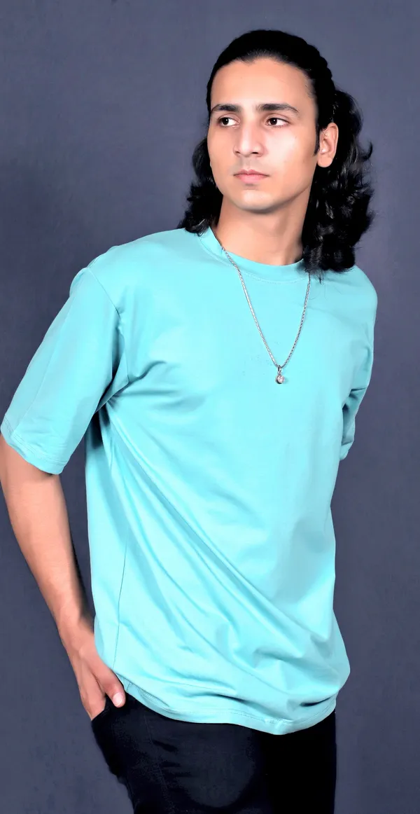 Oceanblue_Cotton_Ocean_Blue_Oversized_Tshirt_For_Men