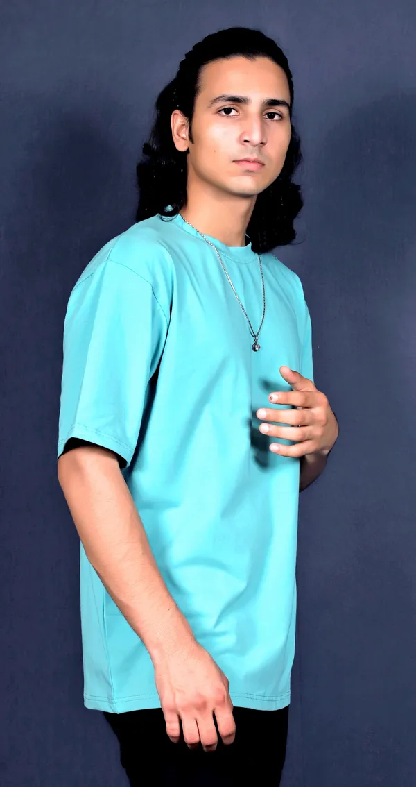 Oceanblue_Cotton_Ocean_Blue_Oversized_Tshirt_For_Men