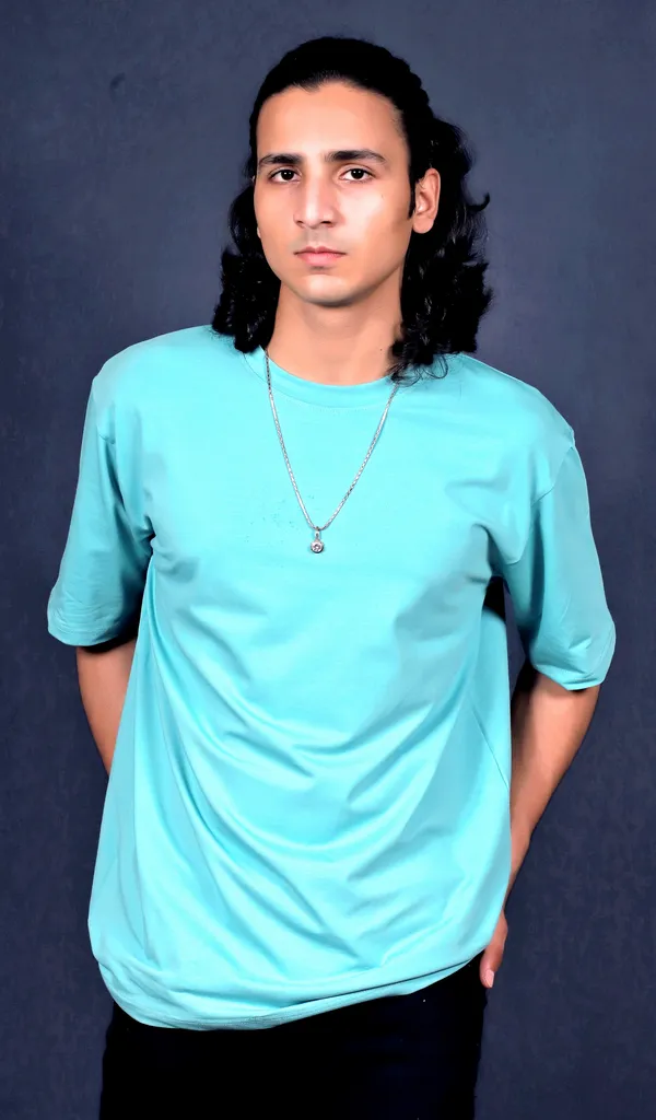 Oceanblue_Cotton_Ocean_Blue_Oversized_Tshirt_For_Men