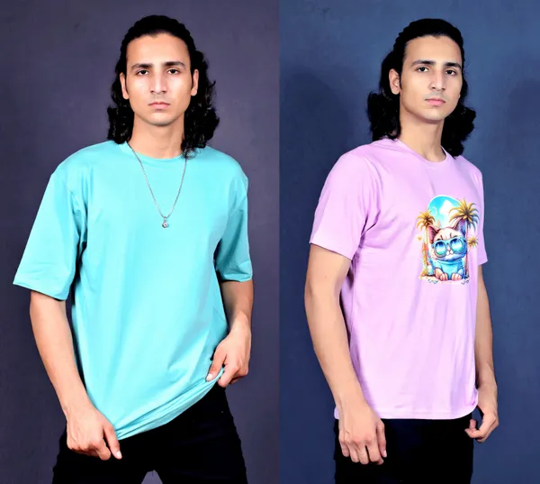 Oceanblue_&_Purple_Cotton_T-Shirt_Combo_Pack_of_2_for_Men
