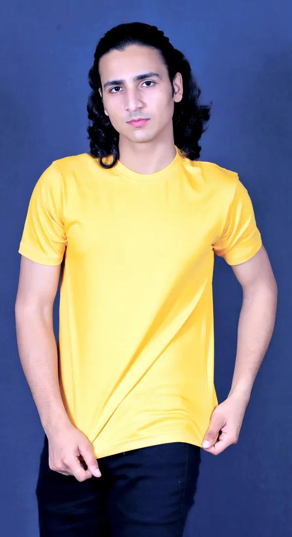 Yellow_Cotton_Round_Neck_Regular_Fit_For_Men