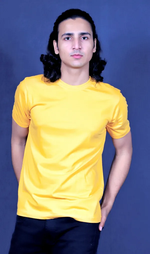 Yellow_Cotton_Round_Neck_Regular_Fit_For_Men