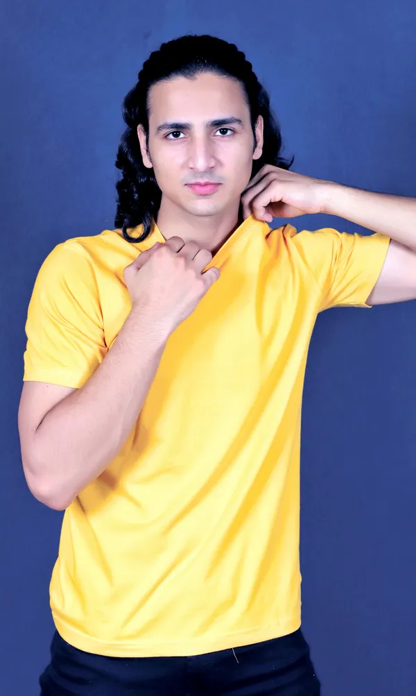 Yellow_Cotton_Round_Neck_Regular_Fit_For_Men