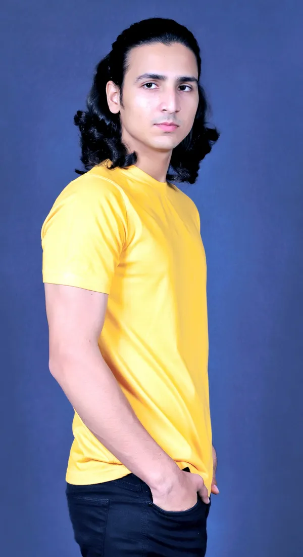 Yellow_Cotton_Round_Neck_Regular_Fit_For_Men