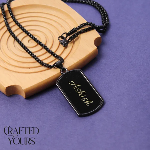 Black_Personalised_Black_Soldier_Dog_Tag_With_Chain