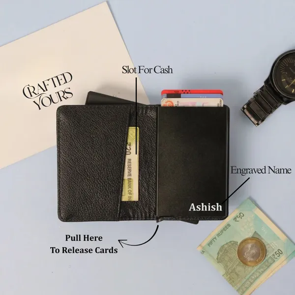 Black_Personalised_Rfid_Protected_Metal_Cardholder_With_Leather_Cover