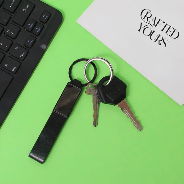 Black_Personalised_Matt_Bl_Pen_With_Belt_Keychain_Combo