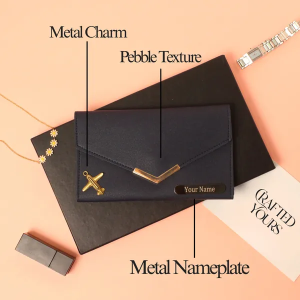 Navy_Blue_Personalised_Pebble_Texture_Ladies_Clutch