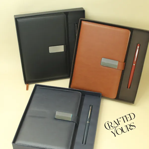 Black_Personalised_Premium_Magnetic_Loop_Dairy_&_Pen_Combo