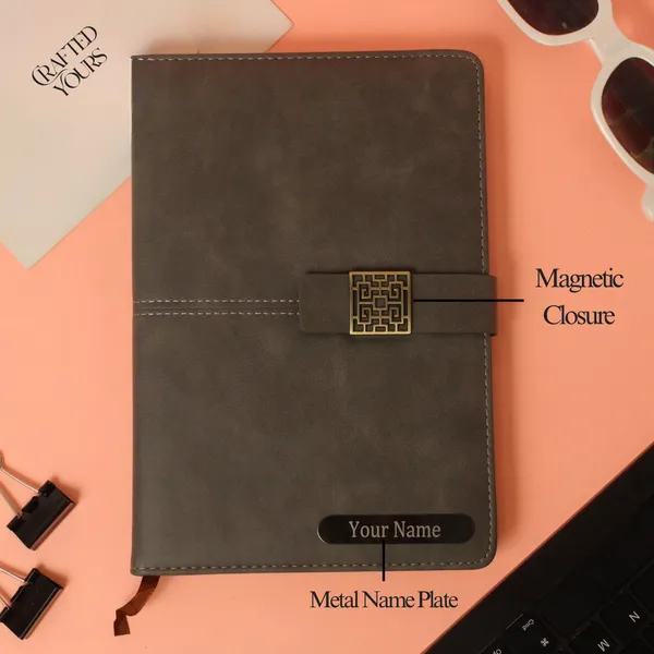 Grey_Personalised_Premium_A5_Diary_With_Magnetic_Closure