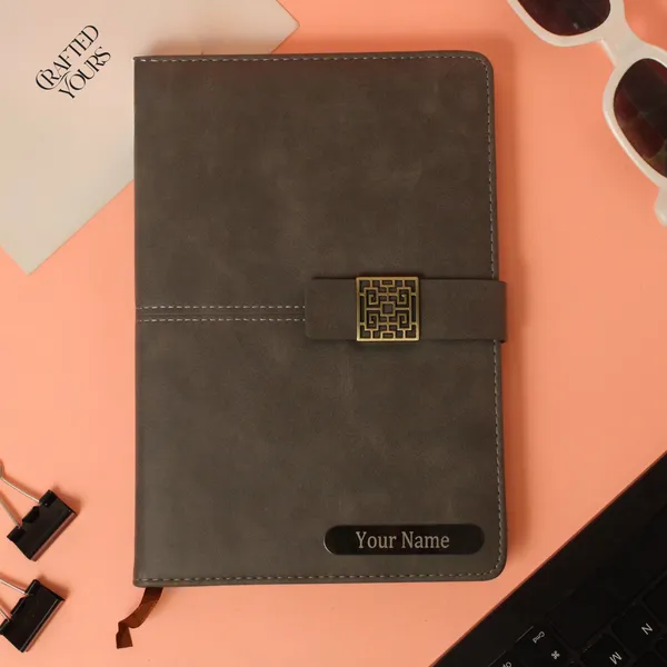Grey_Personalised_Premium_A5_Diary_With_Magnetic_Closure