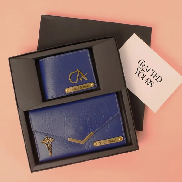 Blue_Personalised_Ridge_Textured_Gents_Wallet_&_Ladies_Clutch_Couple_Combo