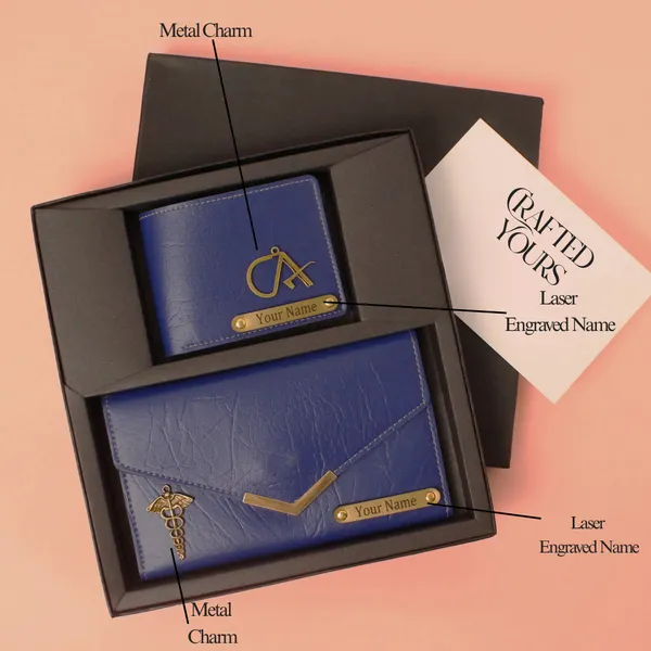 Blue_Personalised_Ridge_Textured_Gents_Wallet_&_Ladies_Clutch_Couple_Combo