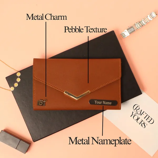 Tan_Personalised_Pebble_Texture_Ladies_Clutch