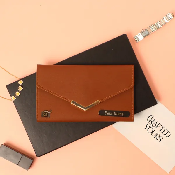 Tan_Personalised_Pebble_Texture_Ladies_Clutch