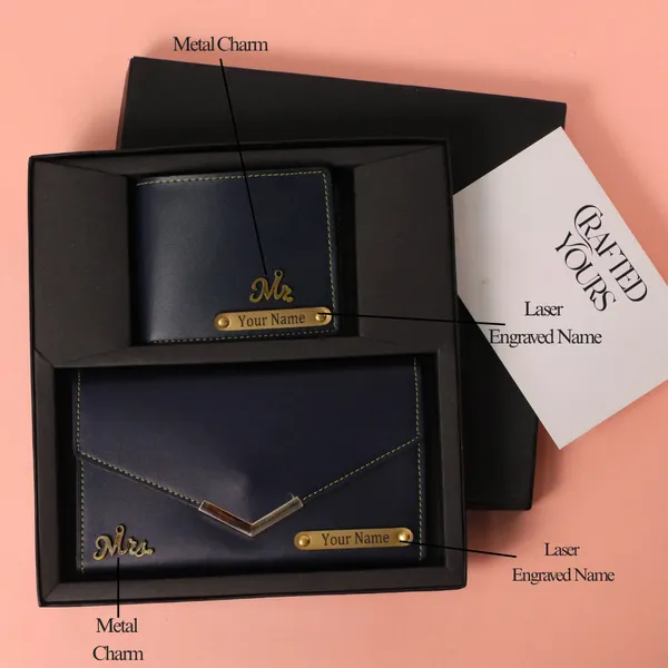 Navy_Blue_Personalised_Classic_Gents_Wallet_&_Ladies_Clutch_Couple_Combo