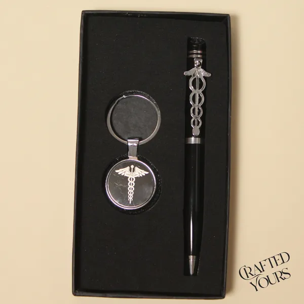 Black_Personalised_Doctor_Pen_&_Keychain_Set